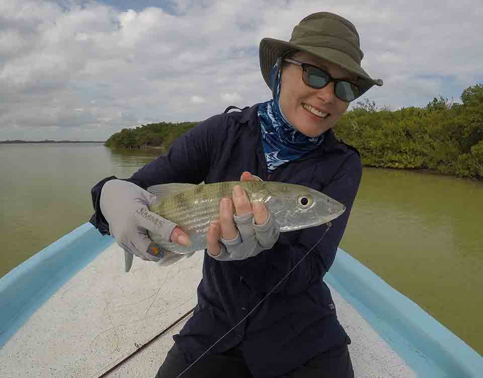 Happy Tulum angler with Bonefish